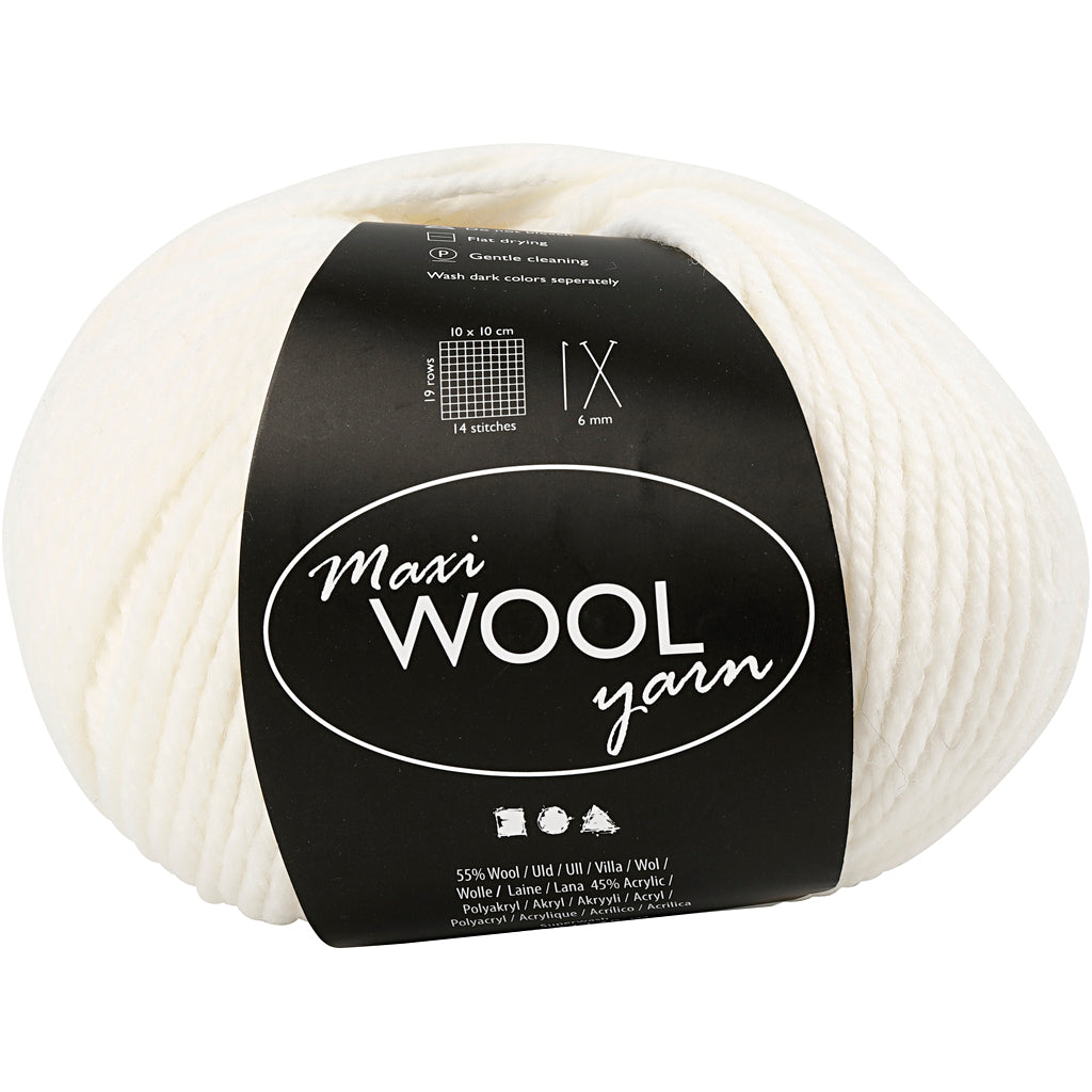 Fil de laine Creativ company, l: 125 m, blanc cassé, 100 gr 1 pelote