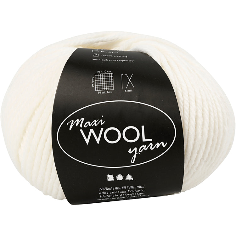 Fil de laine Creativ company, l: 125 m, blanc cassé, 100 gr 1 pelote