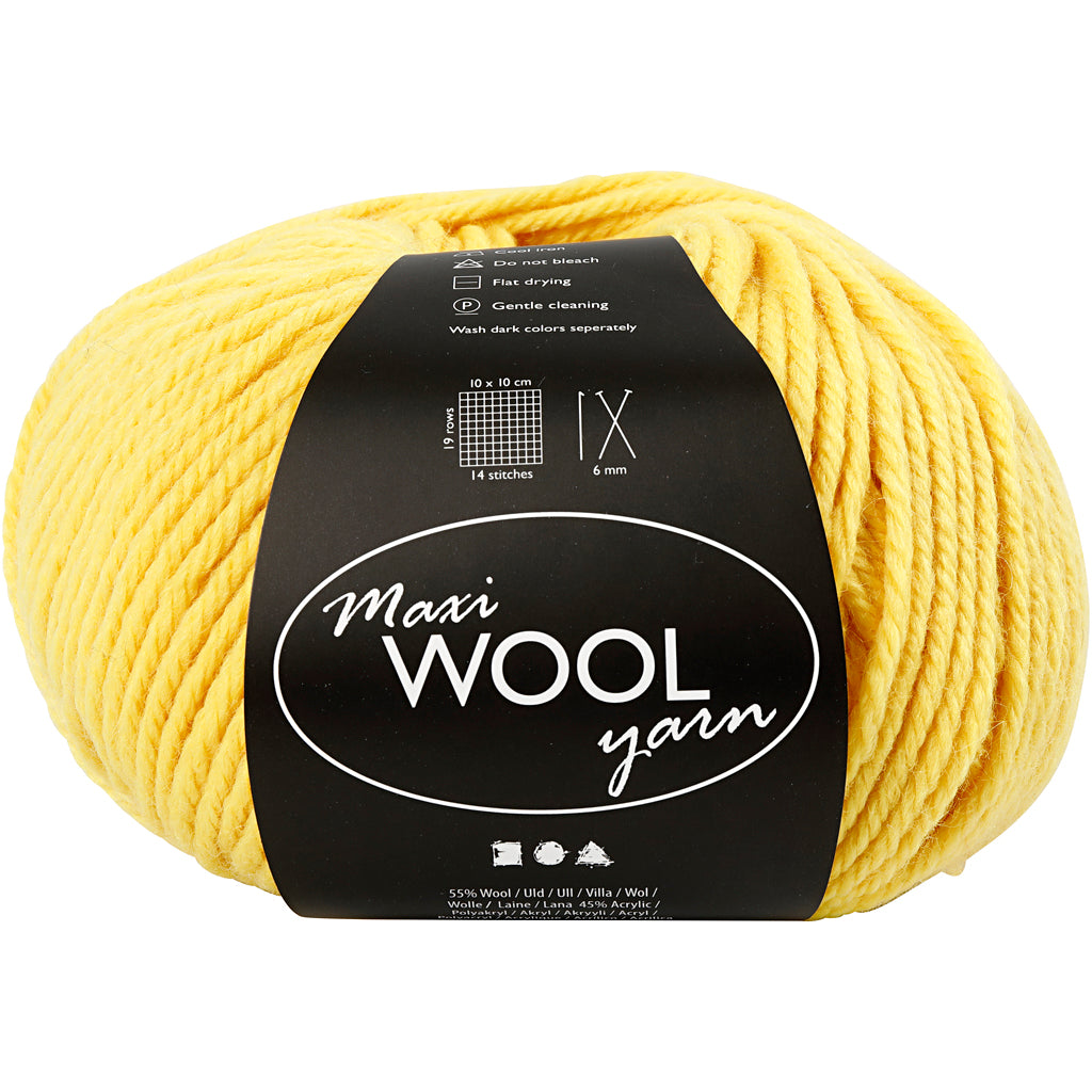 Fil de laine Creativ company, l: 125 m, jaune, 100 g 1 pelote