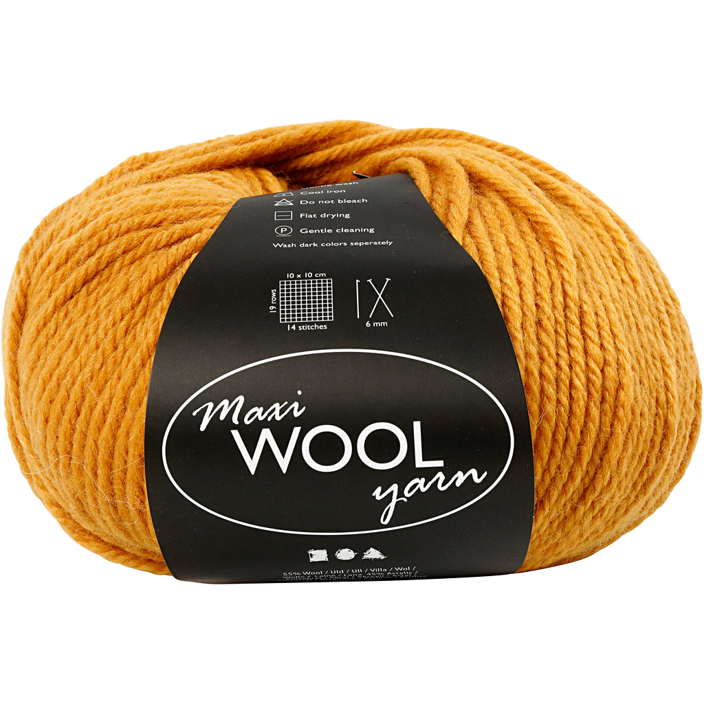 Fil de laine Creativ company, l : 125 m, jaune foncé, 100 g 1 pelote