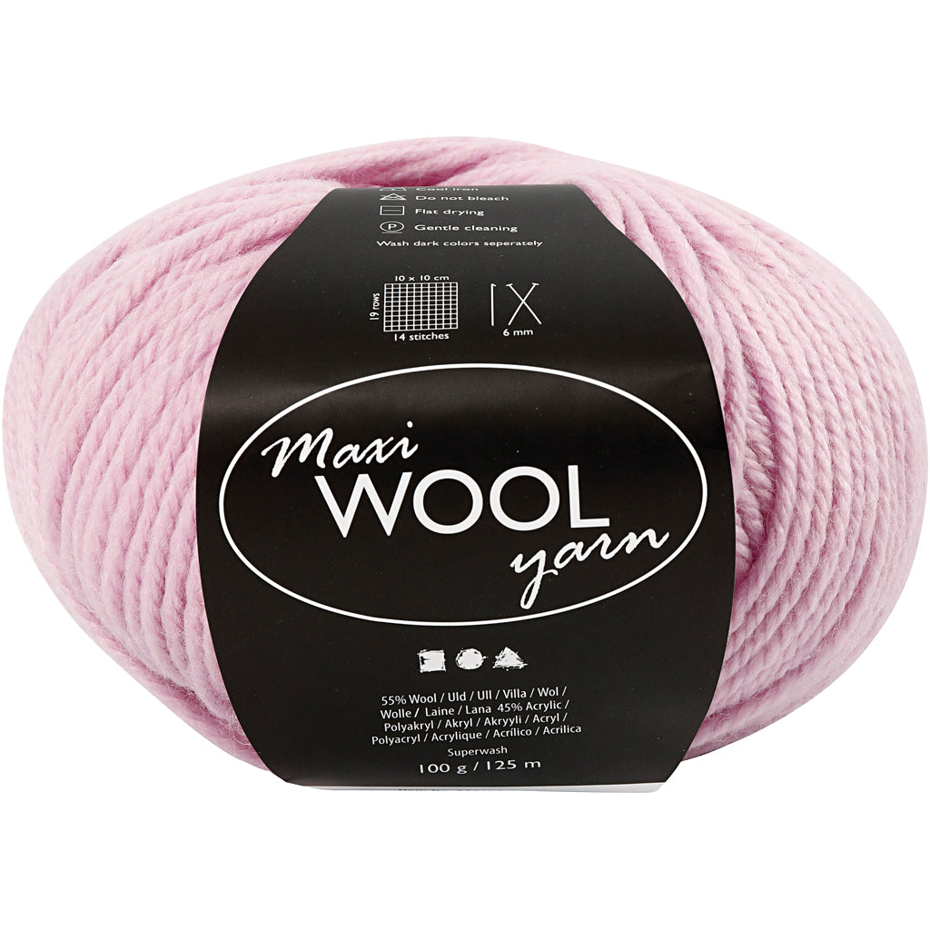 Fil de laine Creativ company, l : 125 m, rose tendre, 100 g 1 pelote