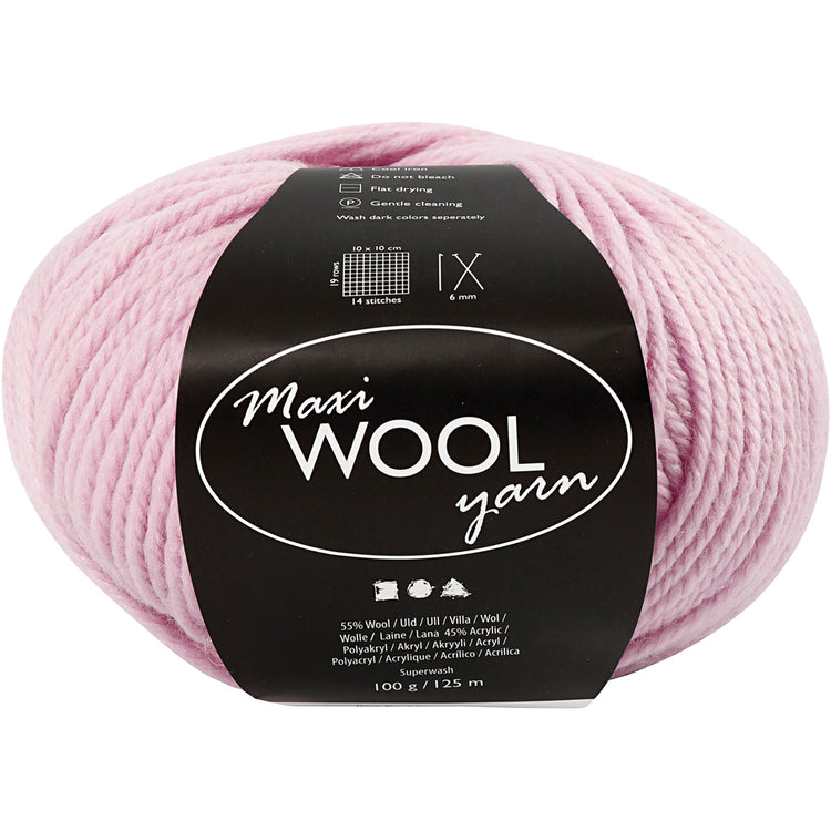Fil de laine Creativ company, l : 125 m, rose tendre, 100 g 1 pelote