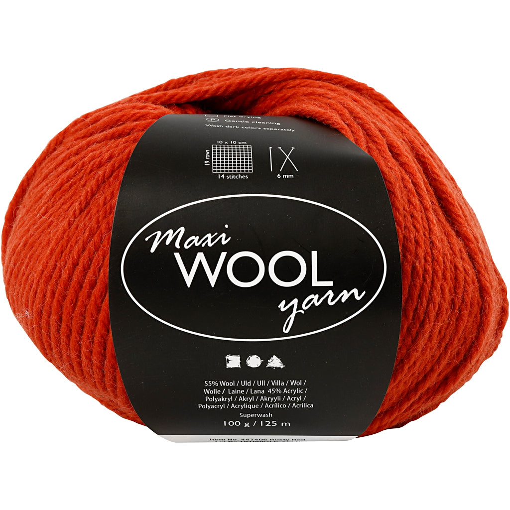 Fil de laine Creativ company, l: 125 m, rouge rouille, 100 gr 1 pelote