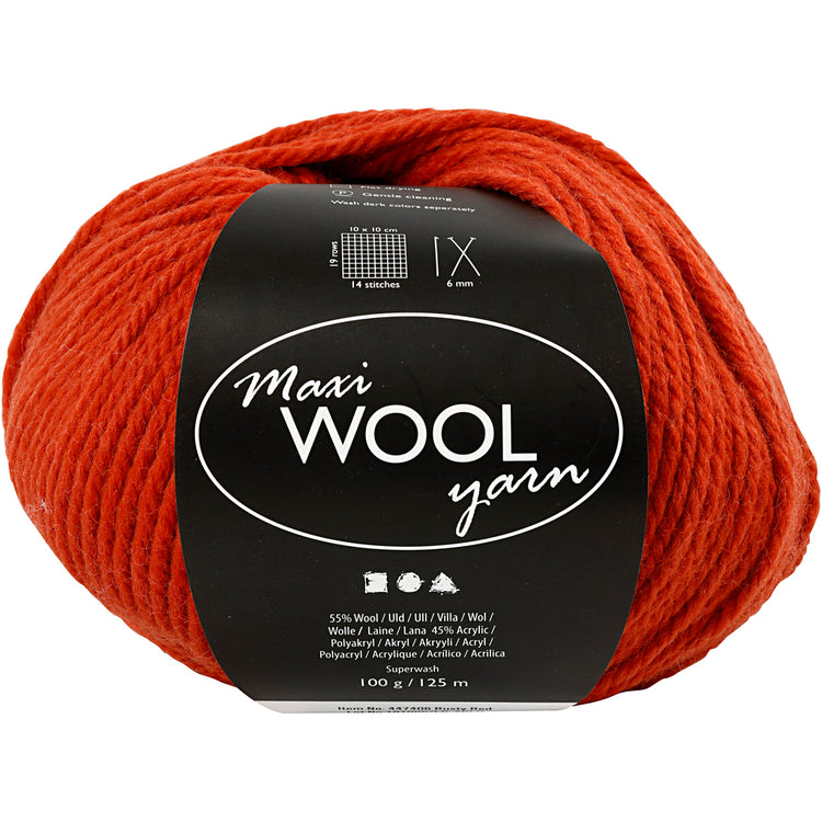 Fil de laine Creativ company, l: 125 m, rouge rouille, 100 gr 1 pelote