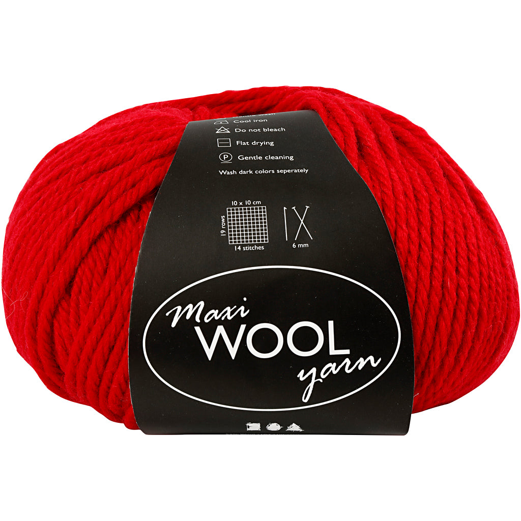 Fil de laine Creativ company, l: 125 m, rouge, 100 gr 1 pelote