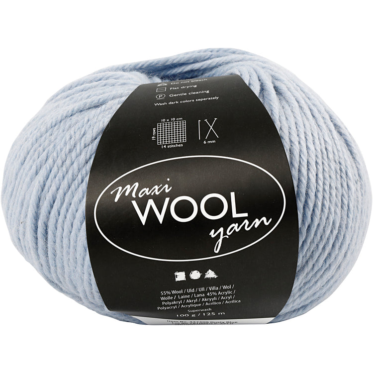 Fil de laine Creativ company, l : 125 m, bleu tendre, 100 g 1 pelote