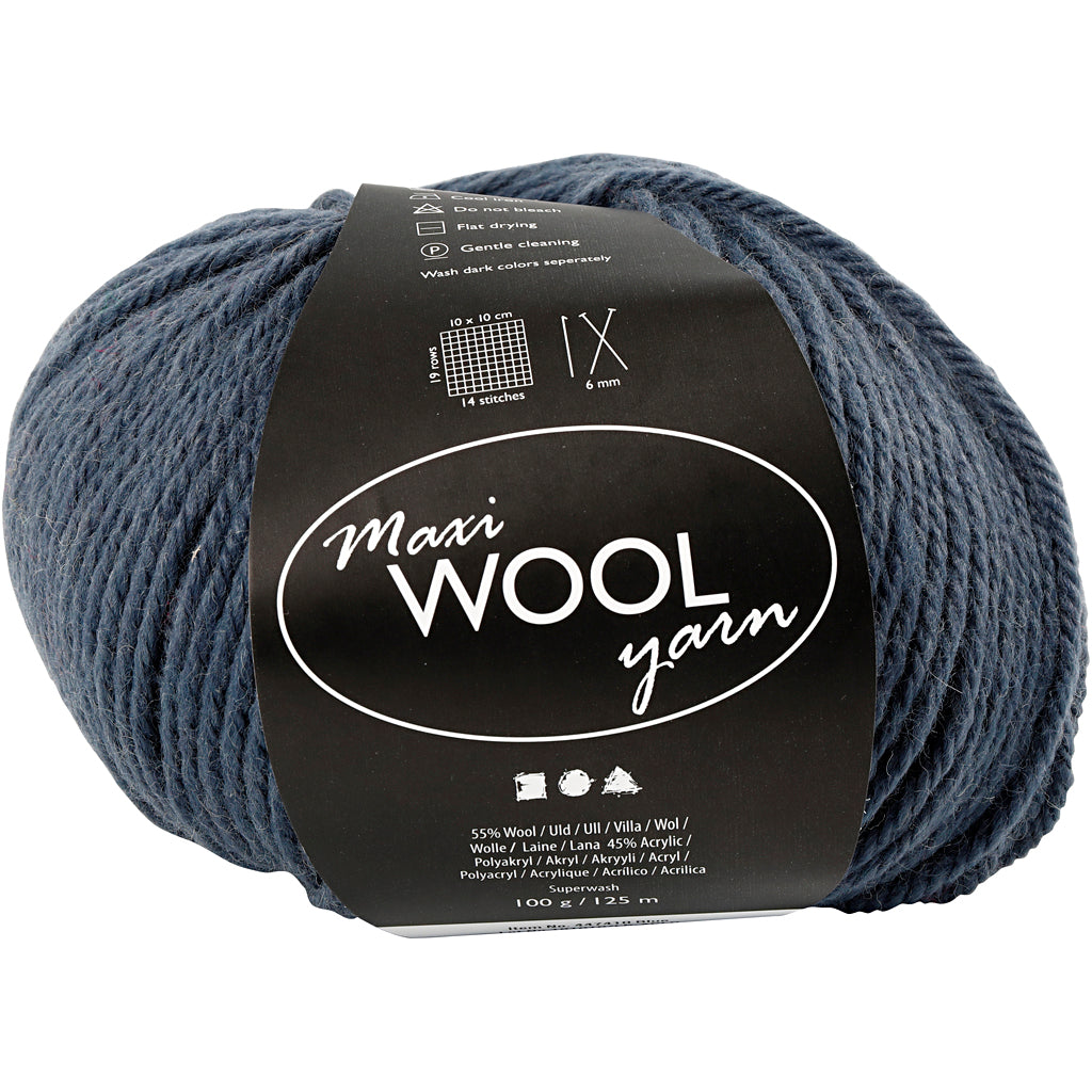 Fil de laine Creativ company, l : 125 m, bleu, 100 g 1 pelote