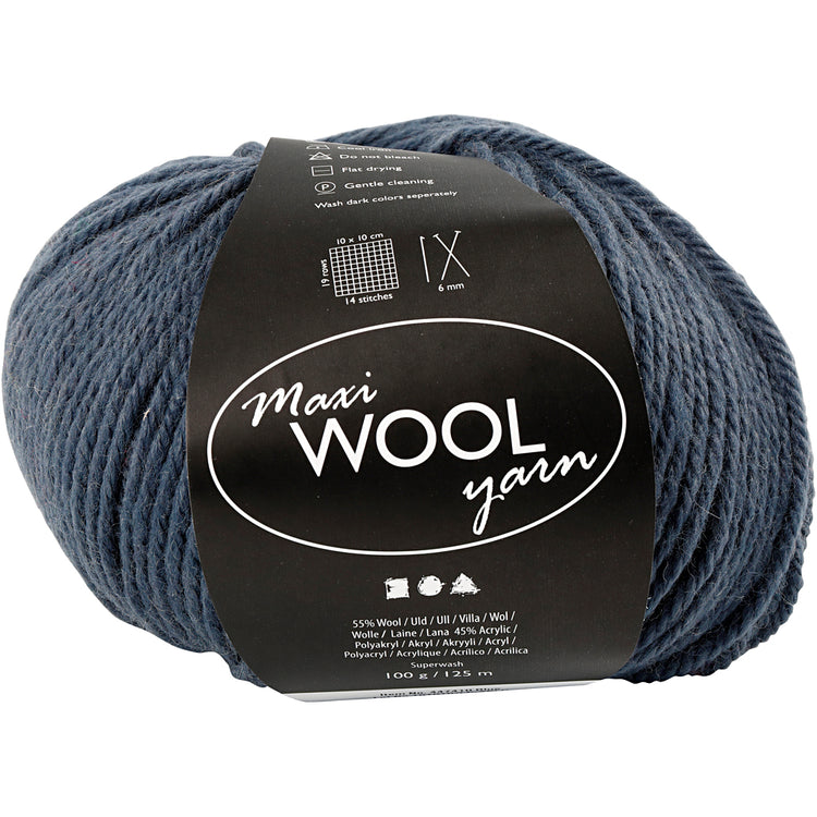 Fil de laine Creativ company, l : 125 m, bleu, 100 g 1 pelote