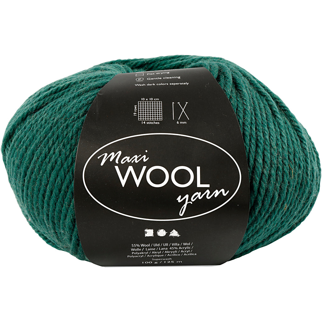 Fil de laine Creativ company, l: 125 m, vert, 100 gr 1 pelote