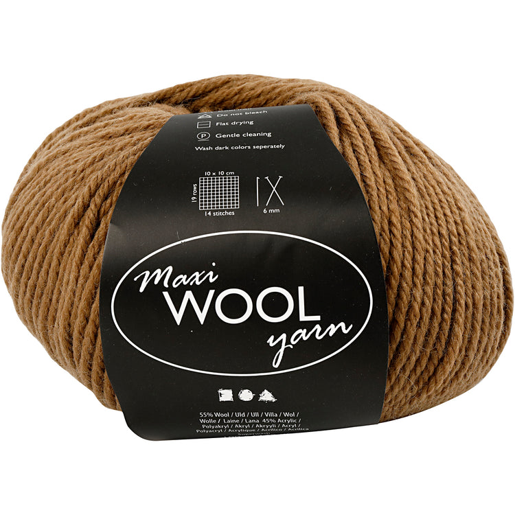 Fil de laine Creativ company, l : 125 m, marron clair, 100 g 1 pelote