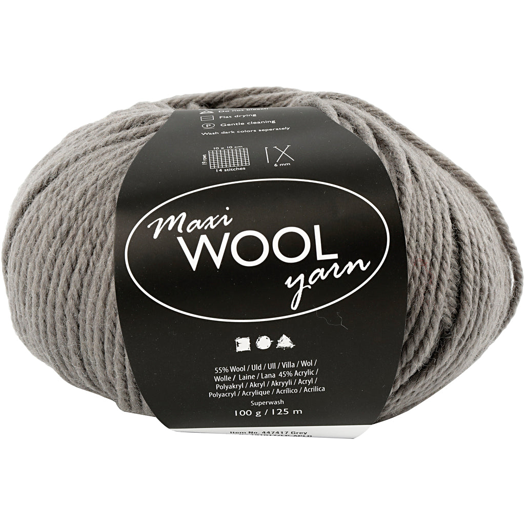 Fil de laine Creativ company, l: 125 m, gris, 100 gr 1 pelote