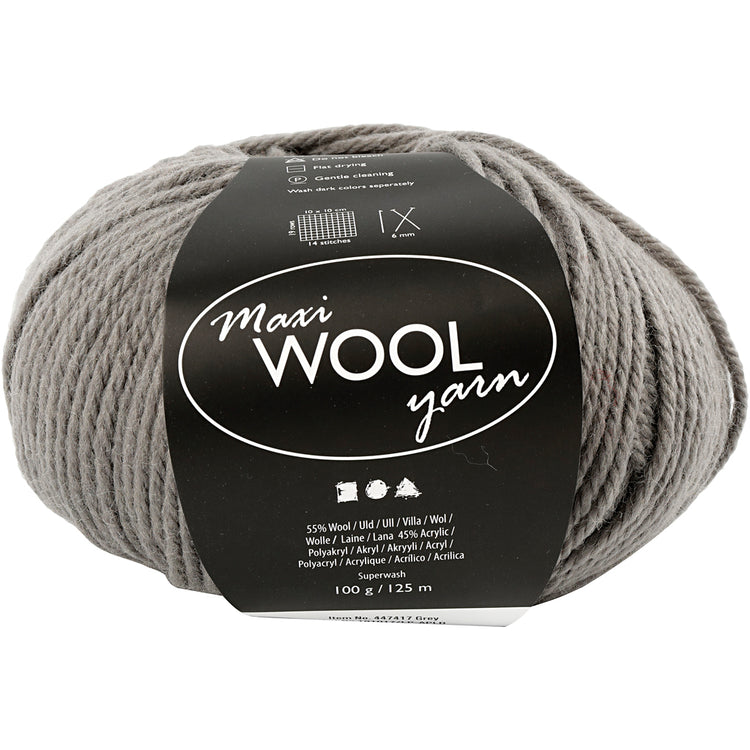 Fil de laine Creativ company, l: 125 m, gris, 100 gr 1 pelote