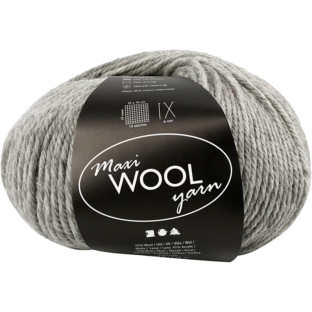 Fil de laine Creativ company, l: 125 m, mélange gris, 100 gr 1 pelote