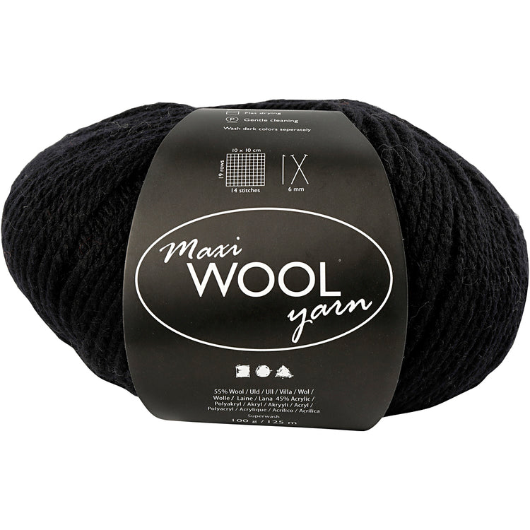 Fil de laine Creativ company, l : 125 m, noir, 100 g 1 pelote