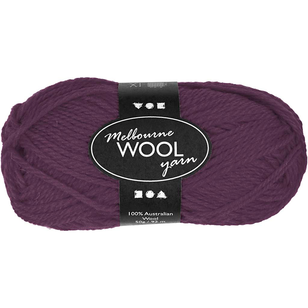 Fil de laine Creativ company melbourne, l : 92 m, violet, 50 g 1 pelote