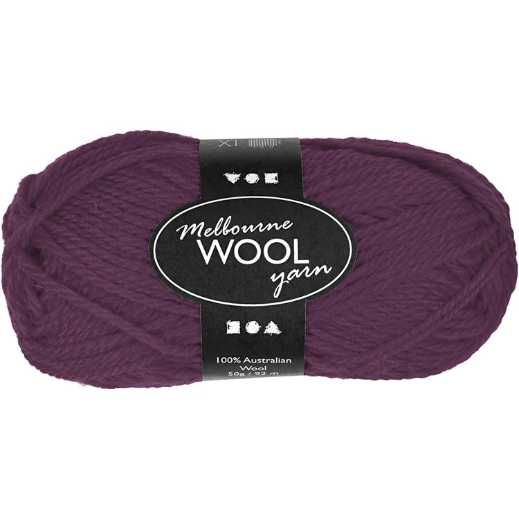 Fil de laine Creativ company melbourne, l : 92 m, violet, 50 g 1 pelote