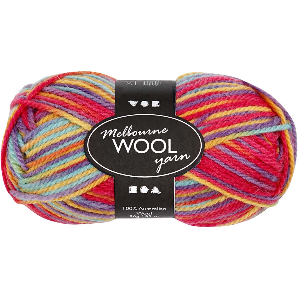 Fil de laine Creativ company melbourne, l : 92 m, multicolore, 50 g 1 pelote