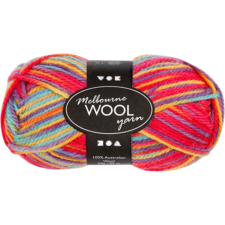 Fil de laine Creativ company melbourne, l : 92 m, multicolore, 50 g 1 pelote
