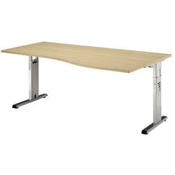 Bureau Bach ergonomique en érable Hammerer avec pieds en C et matrice réglable en hauteur 1800x1000x680-7