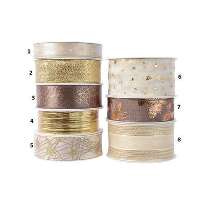 Ruban Decoris doré-crème-marron