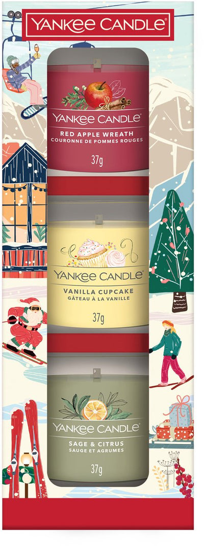 Bougie Yankee - après ski - 3 votives remplies - fête de Noël - coffret cadeau