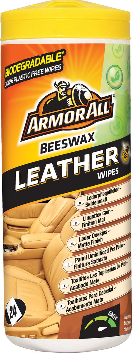 Armure toutes les lingettes de nettoyage en cuir 22,3 cm blanc 24 pièces