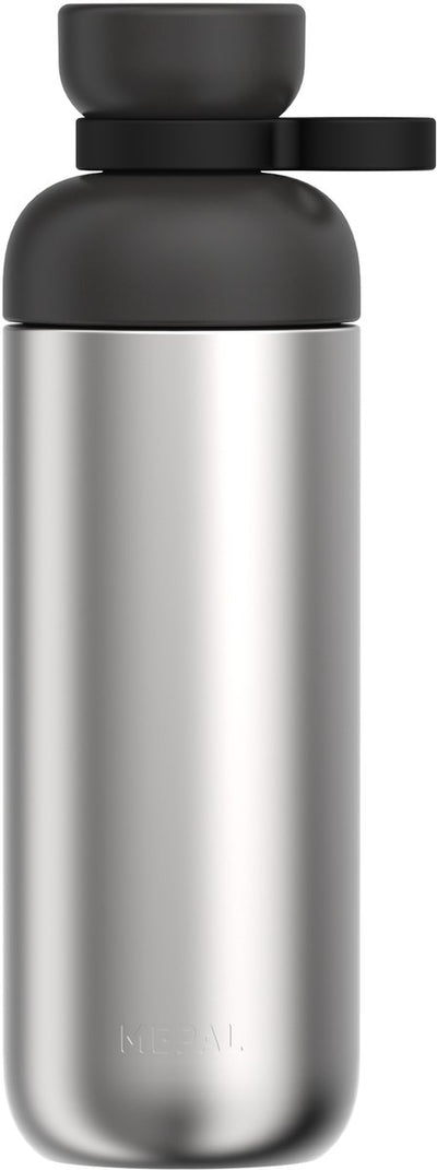 Mepal water bottle stainless steel vita - 700 ml - 2 openings for extra drinking convenience - drinking bottle stainless steel - nordic black