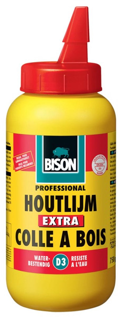 Colle à bois de bison extra 750 grammes - colle à bois blanche de haute qualité, résistante à l'eau, transparente au séchage, sans solvant, peut être peinte, d3, plus résistante que le bois