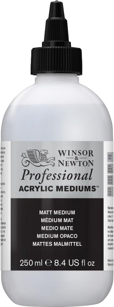 Winsor Newton 3040936 médium acrylique mat professionnel 250 ml - médium acrylique pour finition mate fluidité améliorée
