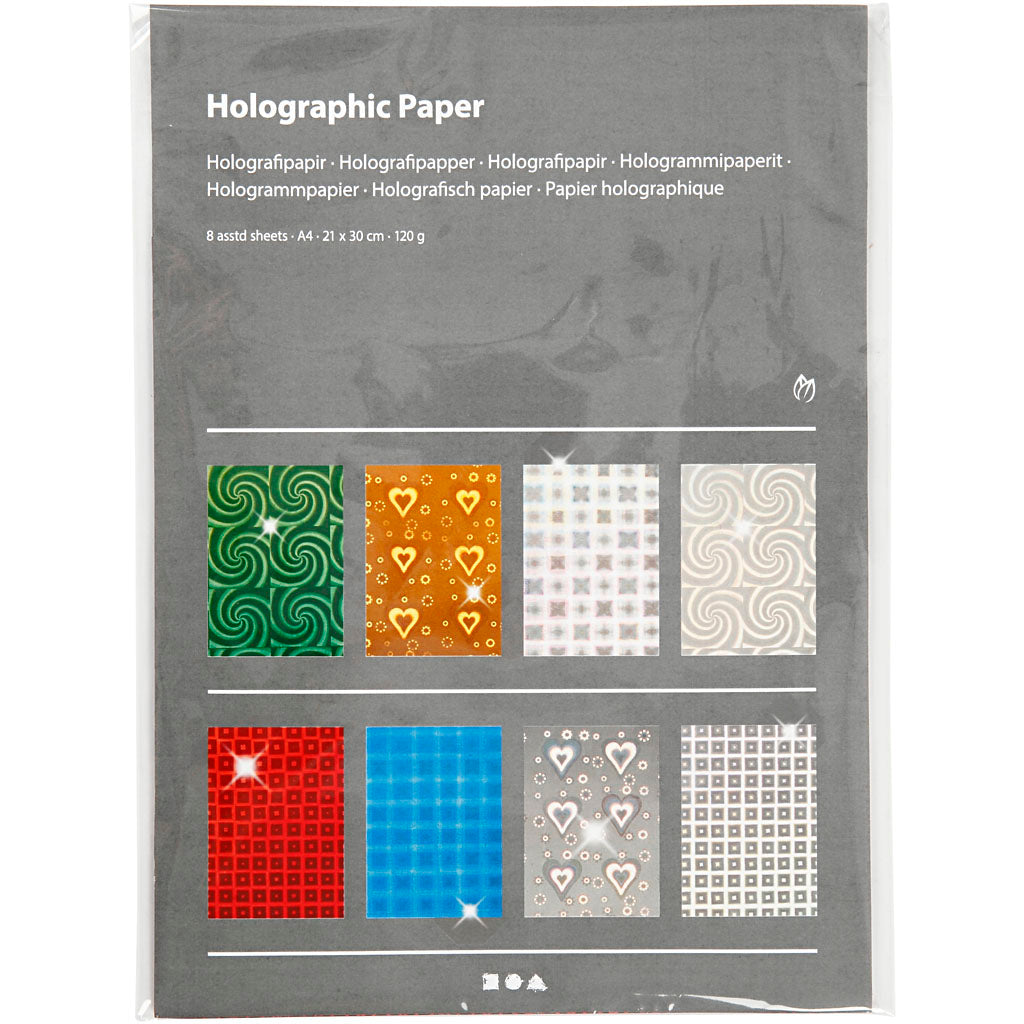 Creativ Company Holographic Paper, A4, VEL 210x297 mm, 120 gr, 80 div sheets 1 boîte