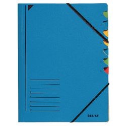 Sorting folder leitz 320g m2 24.5 x 32cm blue corner elastic 7-piece week