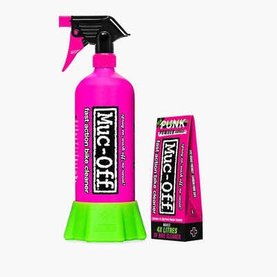 Lot de bouteilles Muc-off pour la vie + 4 paquets de poudre punk