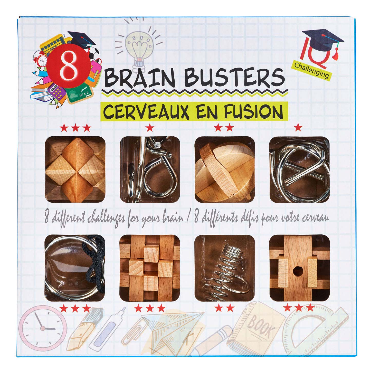 cerveau puzzle ensemble bois et métal, 8pcs.