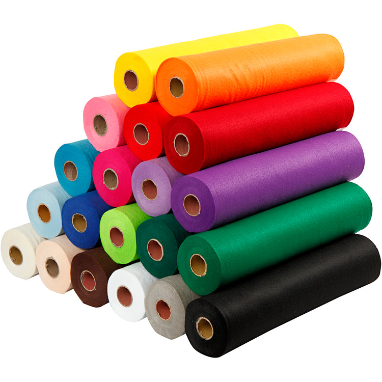 Feutre de loisir Creativ company, l: 45 cm, épaisseur 1,5-2 mm, 180-200 g, différentes couleurs, 20x5 m 1 boîte