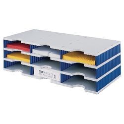 Station de tri Styrodoc compartiment 57 mm hauteur 723 x 331 x 223 mm gris bleu