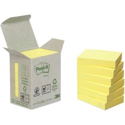 Notes recyclées pastel 653-1b post-it 38x51mm jaune pastel 6 pièces