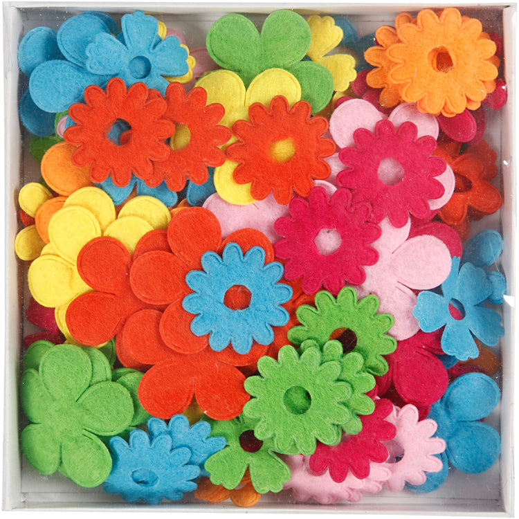 Fleurs en feutre Creativ company, dimension 35x45 mm, épaisseur 1,2 mm, 135 pièces 1 boîte