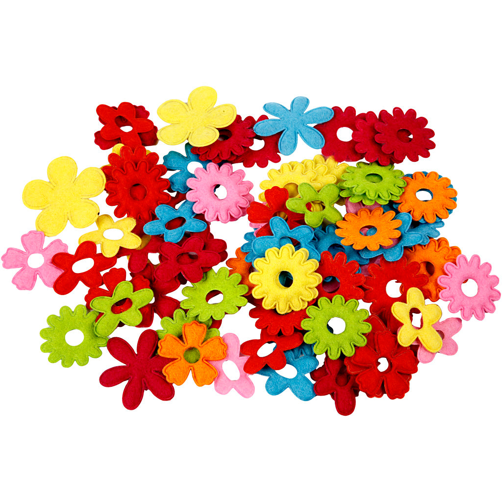 Fleurs en feutre Creativ company, dimension 35x45 mm, épaisseur 1,2 mm, 135 pièces 1 boîte