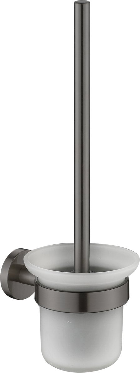 Brosse WC Plieger Vigo - Brosse WC avec support en verre - Support mural - Garantie 10 ans - Gunmetal brossé