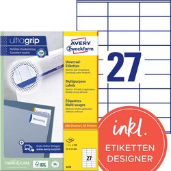 Étiquettes multifonctions avery quickpeel 2700 pièces blanches