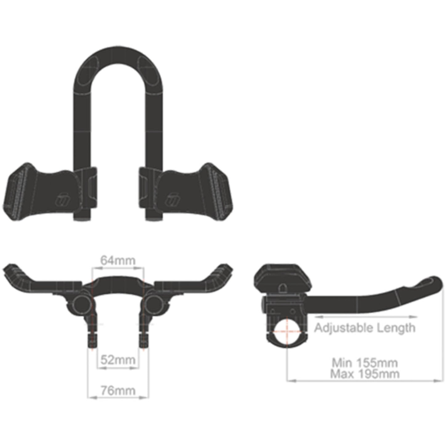 Control Tech - Falcon Triathlon TT Configuration du volant Mini Clip -on aluminium