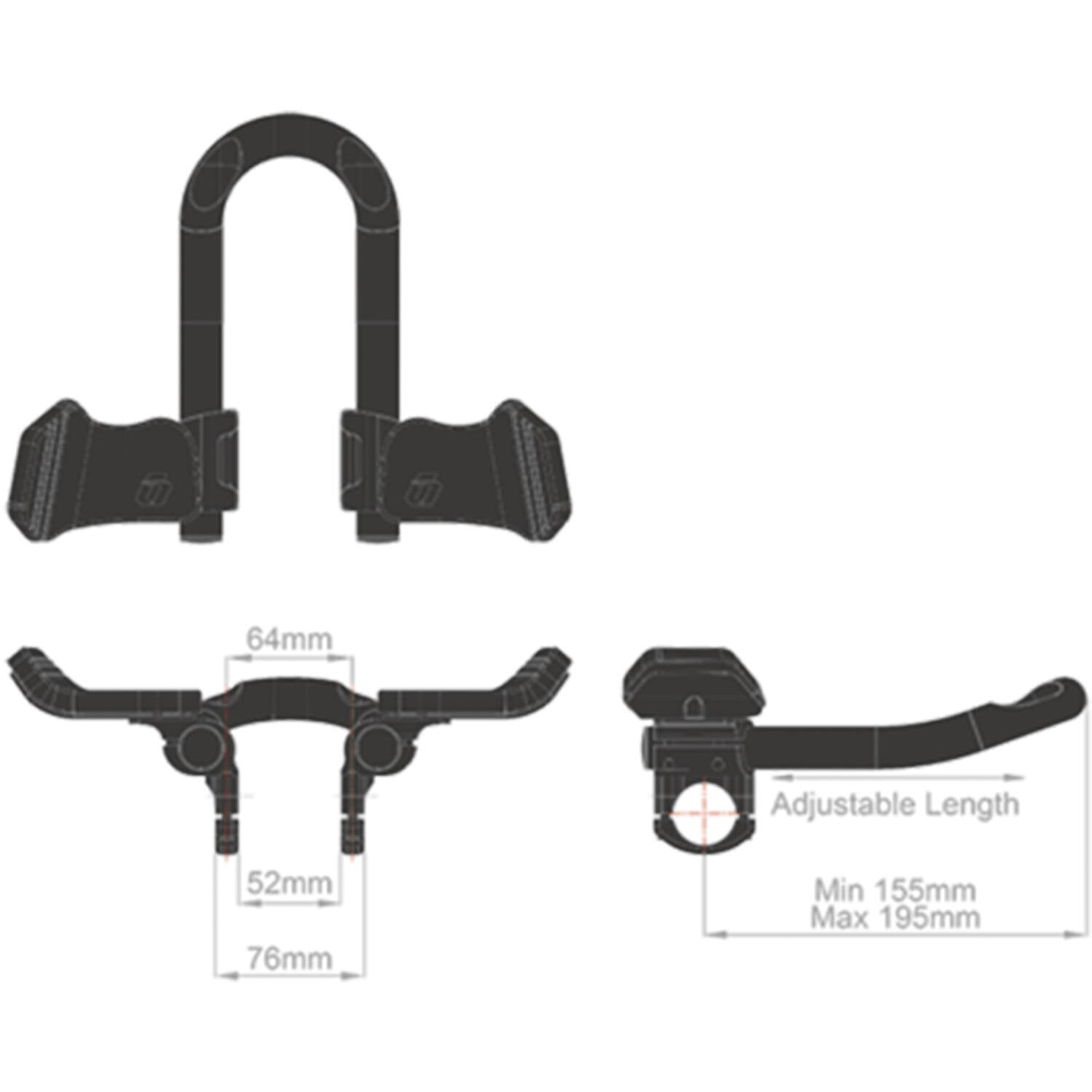 Control Tech - Falcon Triathlon TT Configuration du volant Mini Clip -on aluminium