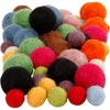 Perles de laine Creativ company, d 10+20 mm, différentes couleurs, 52 pièces, 1 boîte