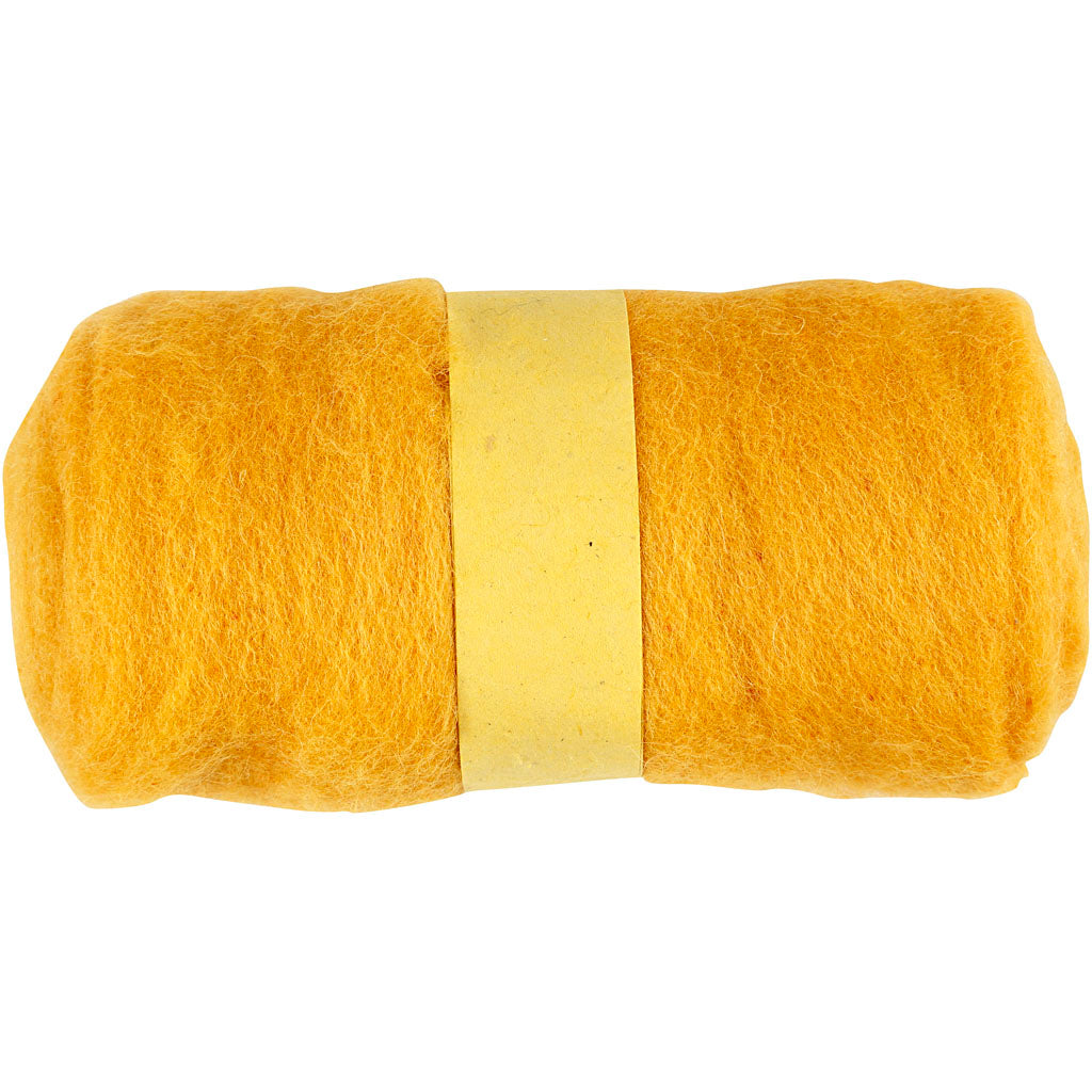 Laine cardée Creativ company, jaune, 100 gr 1 pelote