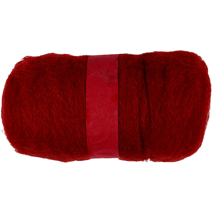 Laine cardée Creativ company, rouge chaud, 100 gr 1 pelote