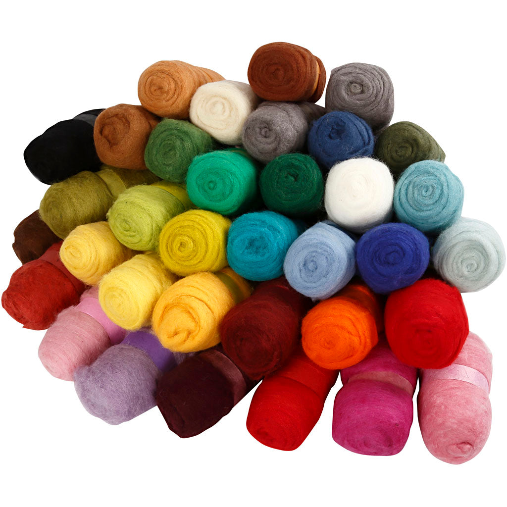 Laine cardée Creativ company, différentes couleurs, 35x100 gr 1 boîte