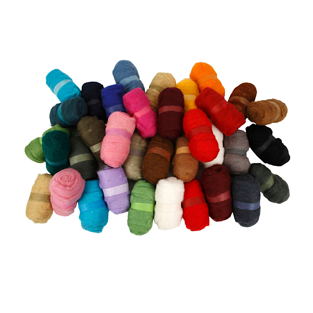 Laine cardée Creativ company, différentes couleurs, 35x100 gr 1 boîte