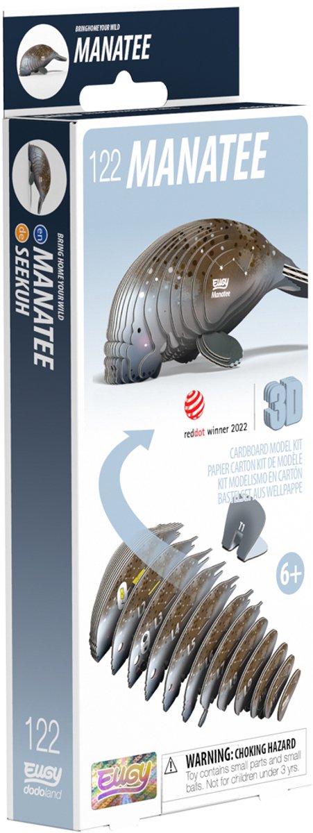 Puzzle 3D Eugy - lamantin - animaux marins - durable - collectionnez-les tous - 6 ans