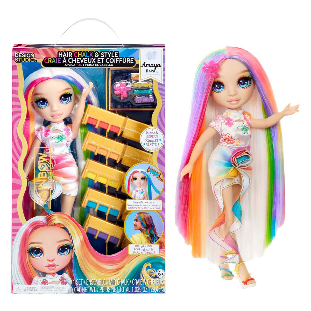MGA Entertainment Rainbow High Fashion Doll with Hair Chalk - Amaya Regenboog