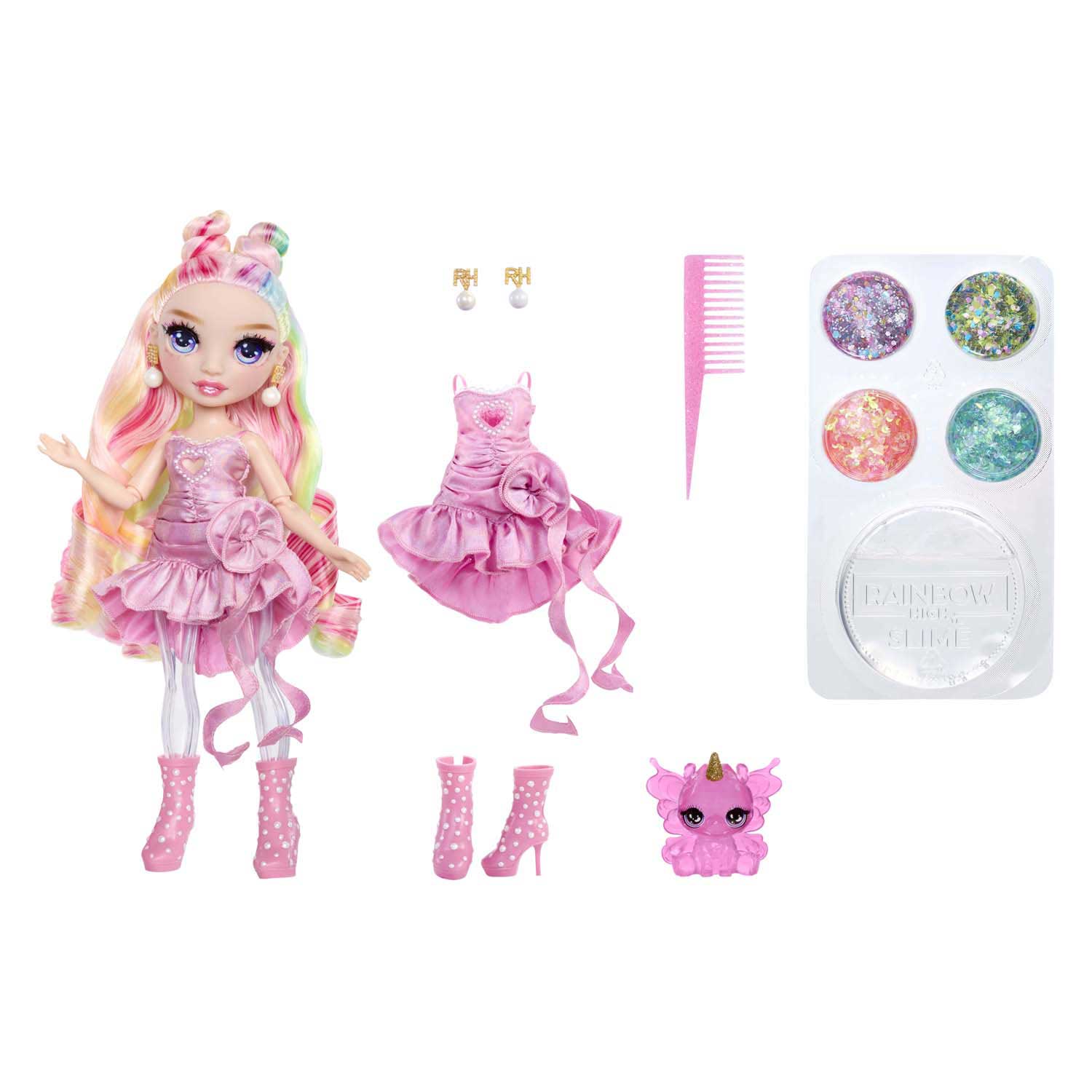 Mga Entertainment Rainbow High Rainbow scintille avec la poupée mannequin Slime Bella (rose)